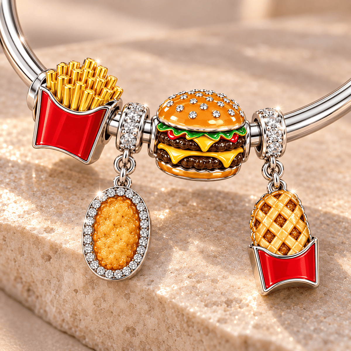 MDN Silver Charm Bracelet Set TMH