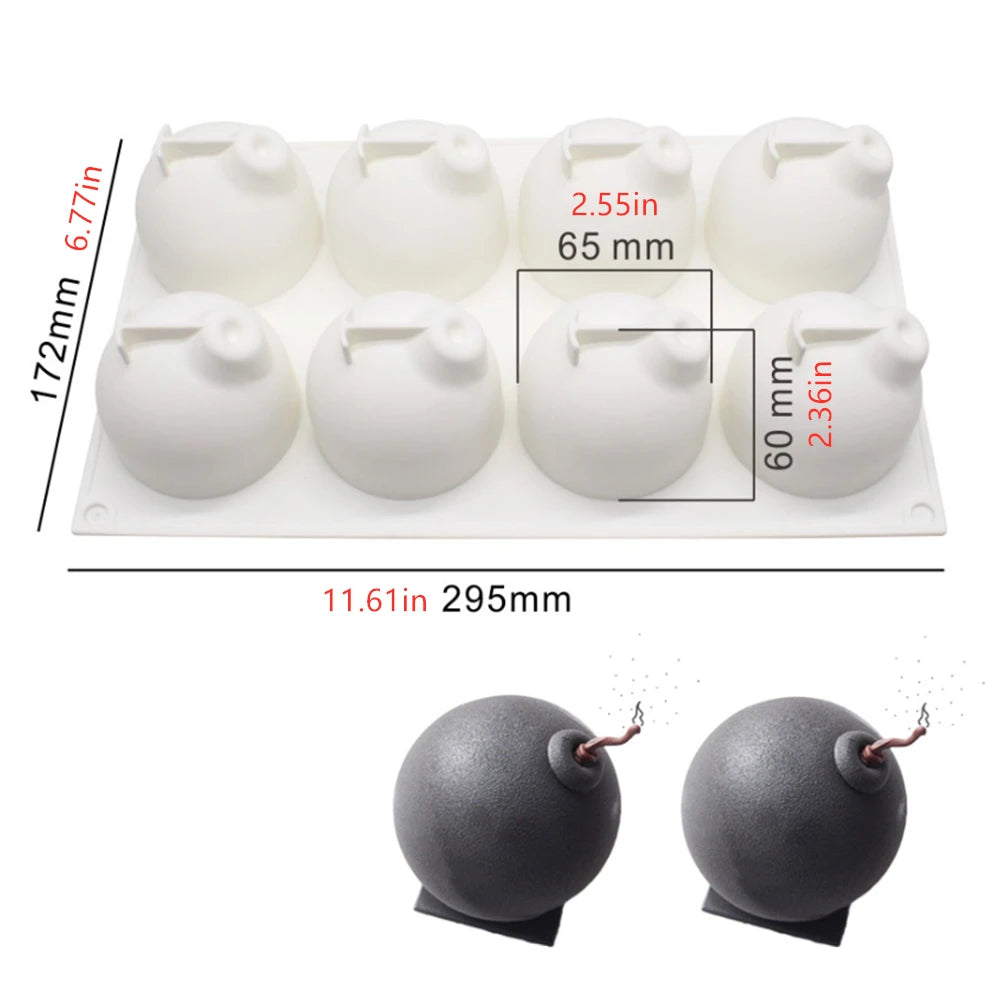8 Cavity Bomb Shape Silicone Mousse Cake Mould Bomb Mousse Mold Dessert Cake Tray Cake Decoration Tools Cake Tools