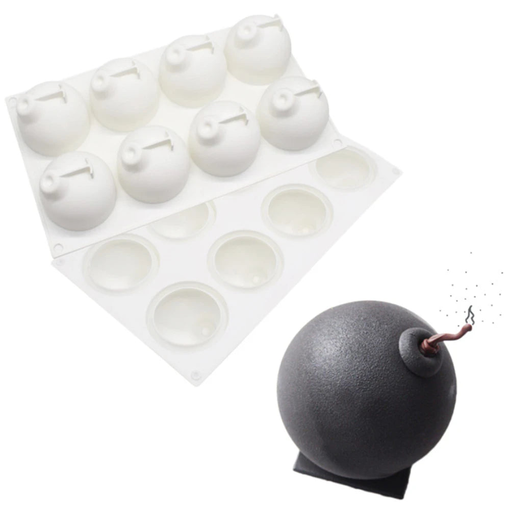 8 Cavity Bomb Shape Silicone Mousse Cake Mould Bomb Mousse Mold Dessert Cake Tray Cake Decoration Tools Cake Tools