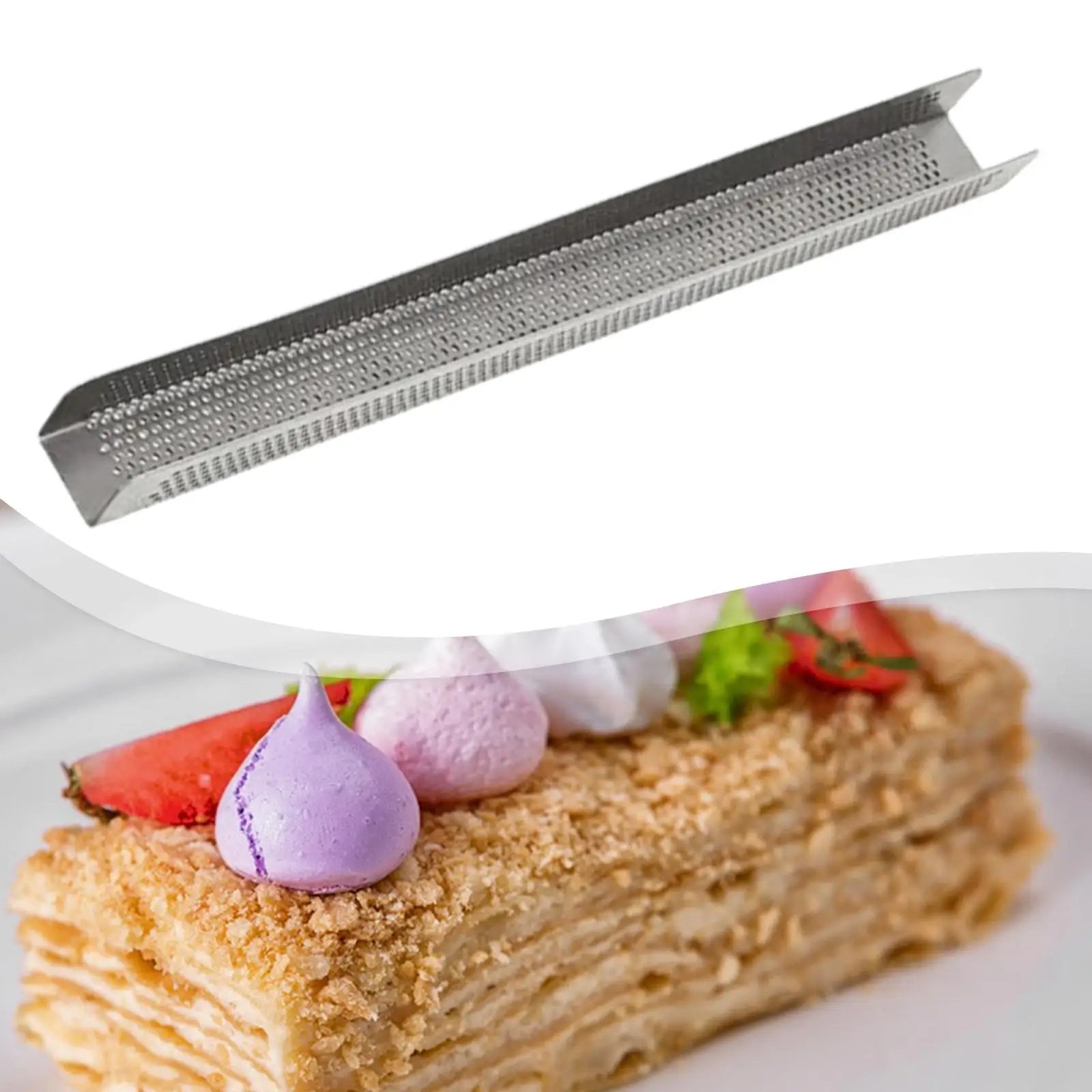 Rectangle Perforated Baking Tray Mille Feuille Pastry Mold for Baking Bread Dessert Kitchen Accessory