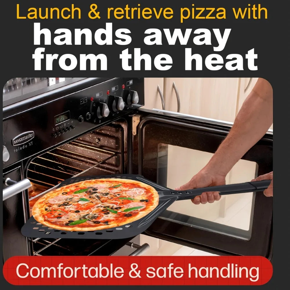 Stainless Steel Pizza Peel 12 Inch Perforated Non Slip Professional Oven Tool for Restaurant Home Kitchen Accessories