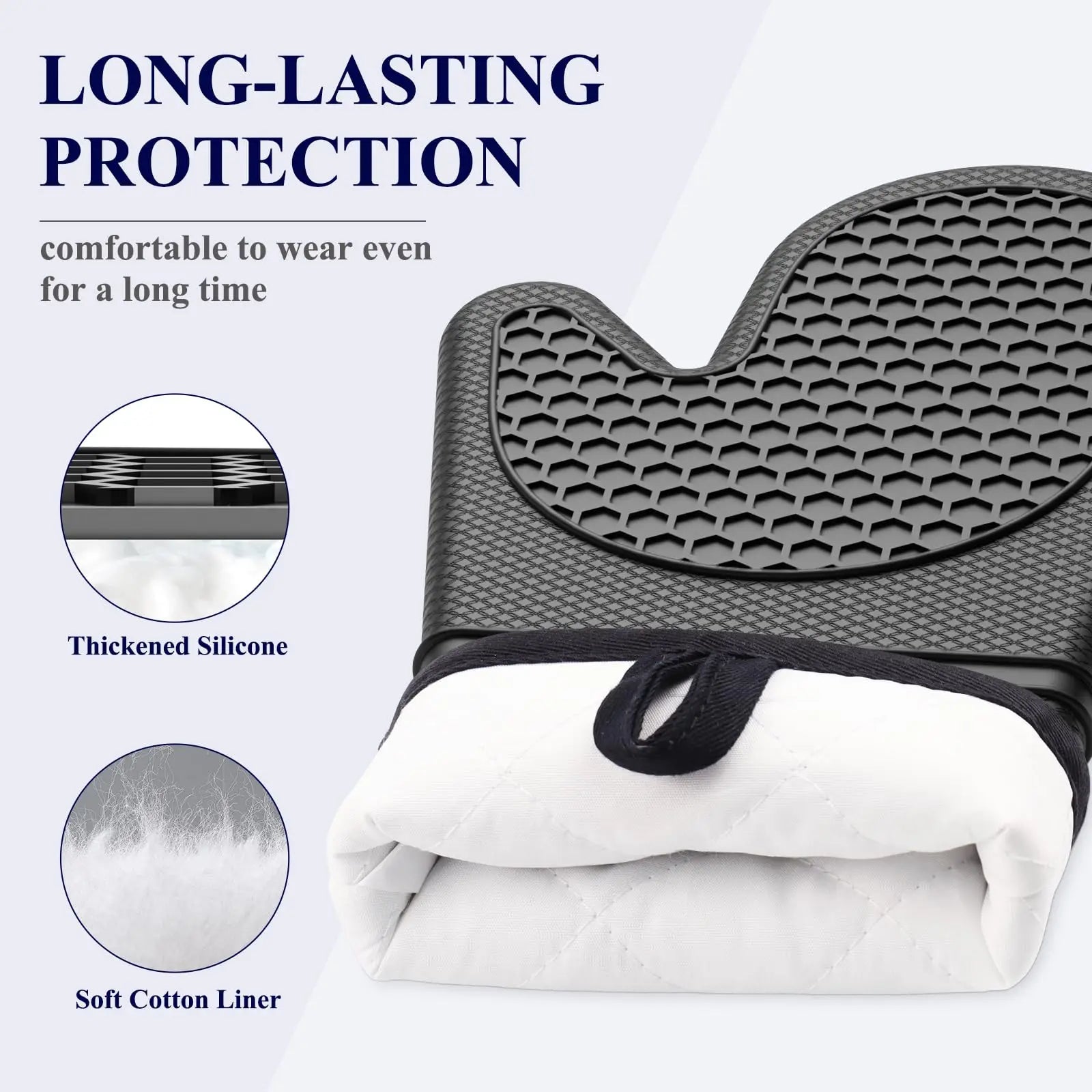 Silicone oven mitts, set of 2, heat resistant oven mitts with soft lined kitchen essential gadgets make a great gift for cooking