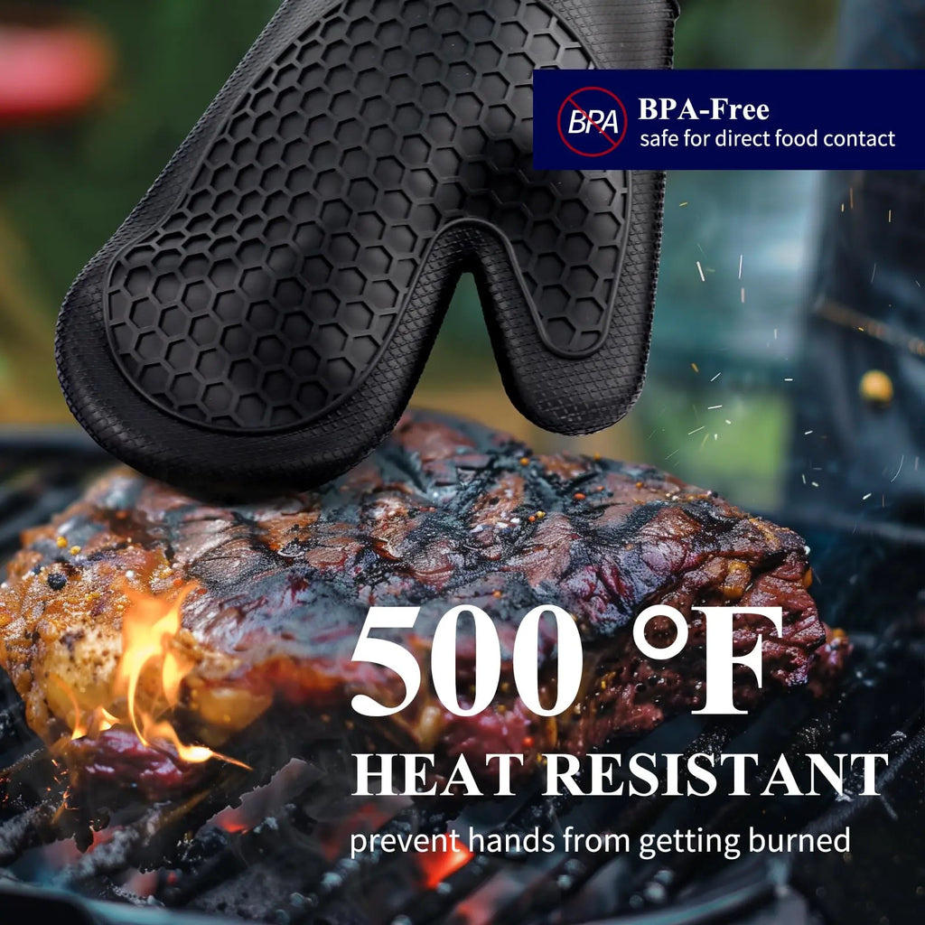 Silicone oven mitts, set of 2, heat resistant oven mitts with soft lined kitchen essential gadgets make a great gift for cooking